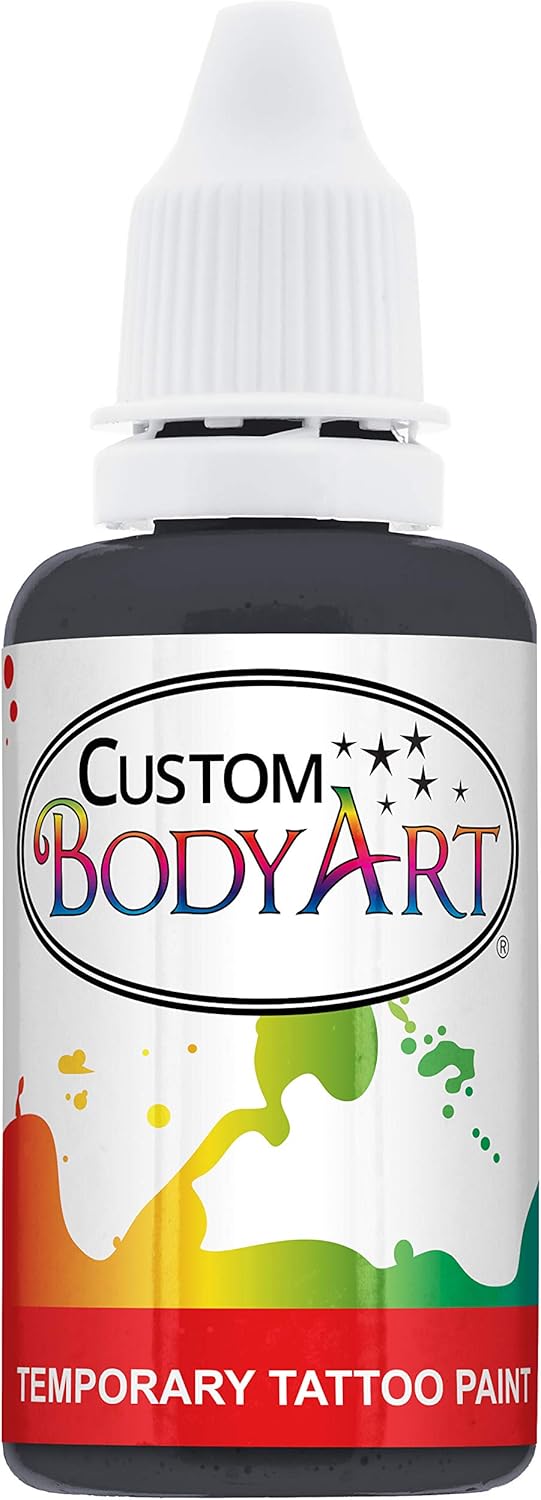 1-Ounce Black Temporary Airbrush Tattoo Body Art Paint Alcohol Based