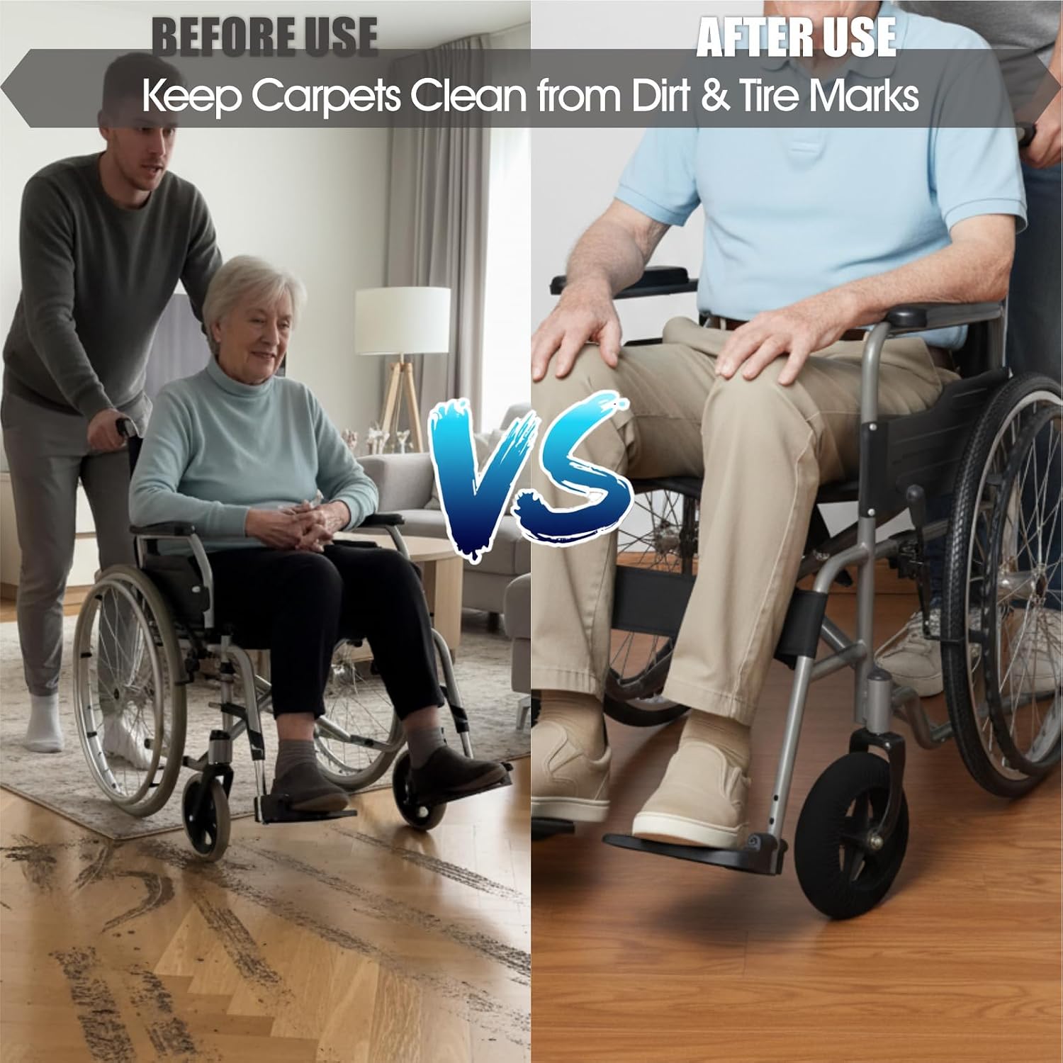 Wheelchair Caster Tire Covers 8 Inch, Anti-Slip Front Wheel Sleeves, Protect Floors and Carpets, Wheelchair Replacement Accessories, 2 Pcs
