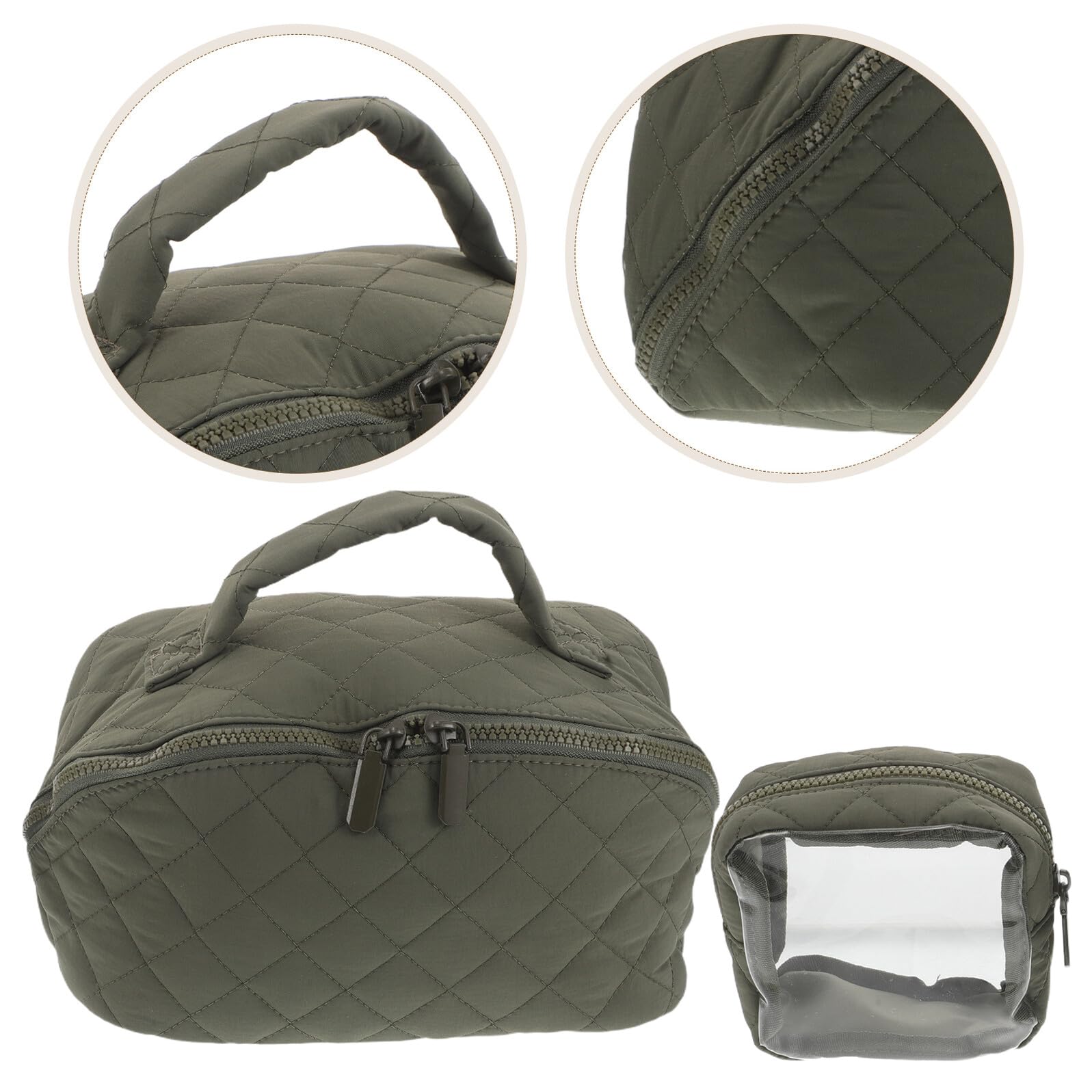 Borsa Cosmetica da Viaggio Donna Grande in Dacron Nero | Capacità Ampia, Scomparti Multipli e Tasca Principale Spaziosa, Manico Pratico e Protezione Dall'umidità