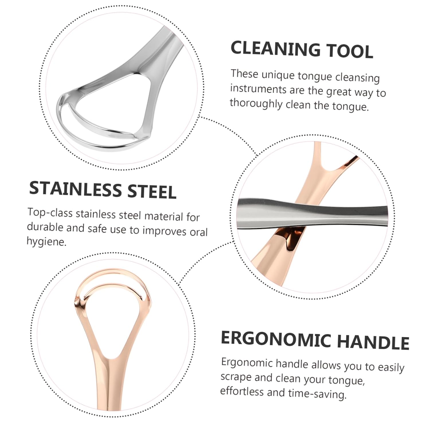 KOMBIUDA 6pcs Double-layer Stainless Steel Reduces Bad Breath and Halitosis Oral Care Tool Travel Cases