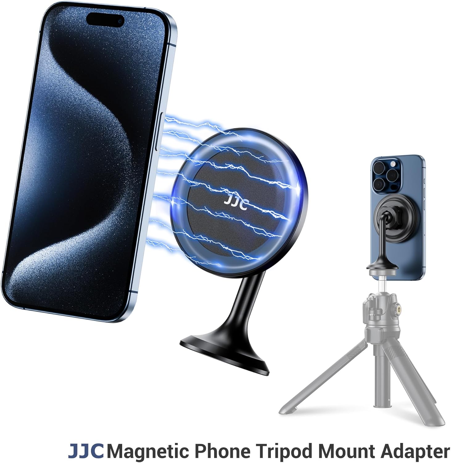 Magnetic Phone Tripod Mount Adapter with Arca Base&1/4" Screw Hole Compatible with MagSafe, 60° Tilt iPhone Tripod Holder for iPhone 17 16 15 14 13 12 Pro Max Plus, Selfie Stick Tripod Arca Ball Head - Image 2