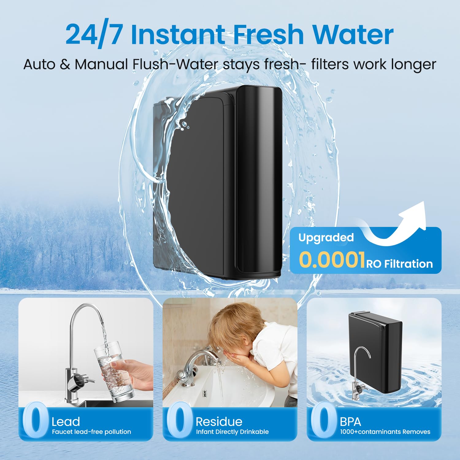 Cobectal RO1 Reverse Osmosis Water Filter Replacement for K8B Reverse Osmosis System,24-Months Lifetime,Designed for Ro Water Filtration System Specifically