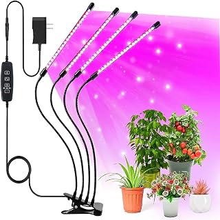 Grow Light Plant Light for Indoor Plants, 2020 Upgraded 4-Head 50W 84 LEDs Red&Blue&Full Spectrum plant lamp , 360°Adjustable Gooseneck Auto ON/Off 3/9/12 H Timer 3 Switch Modes, 9 Dimmable Levels