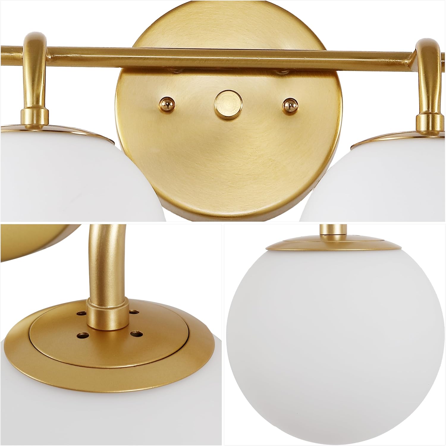 JONATHAN Y 31" Gold Painting Modern Globe Wall Sconce Vanity Light for Bathroom, White Frosted Glass Shade, Midcentury Parisian Bistro Wall Lamp, LED Bulb Included (JYL3558A)