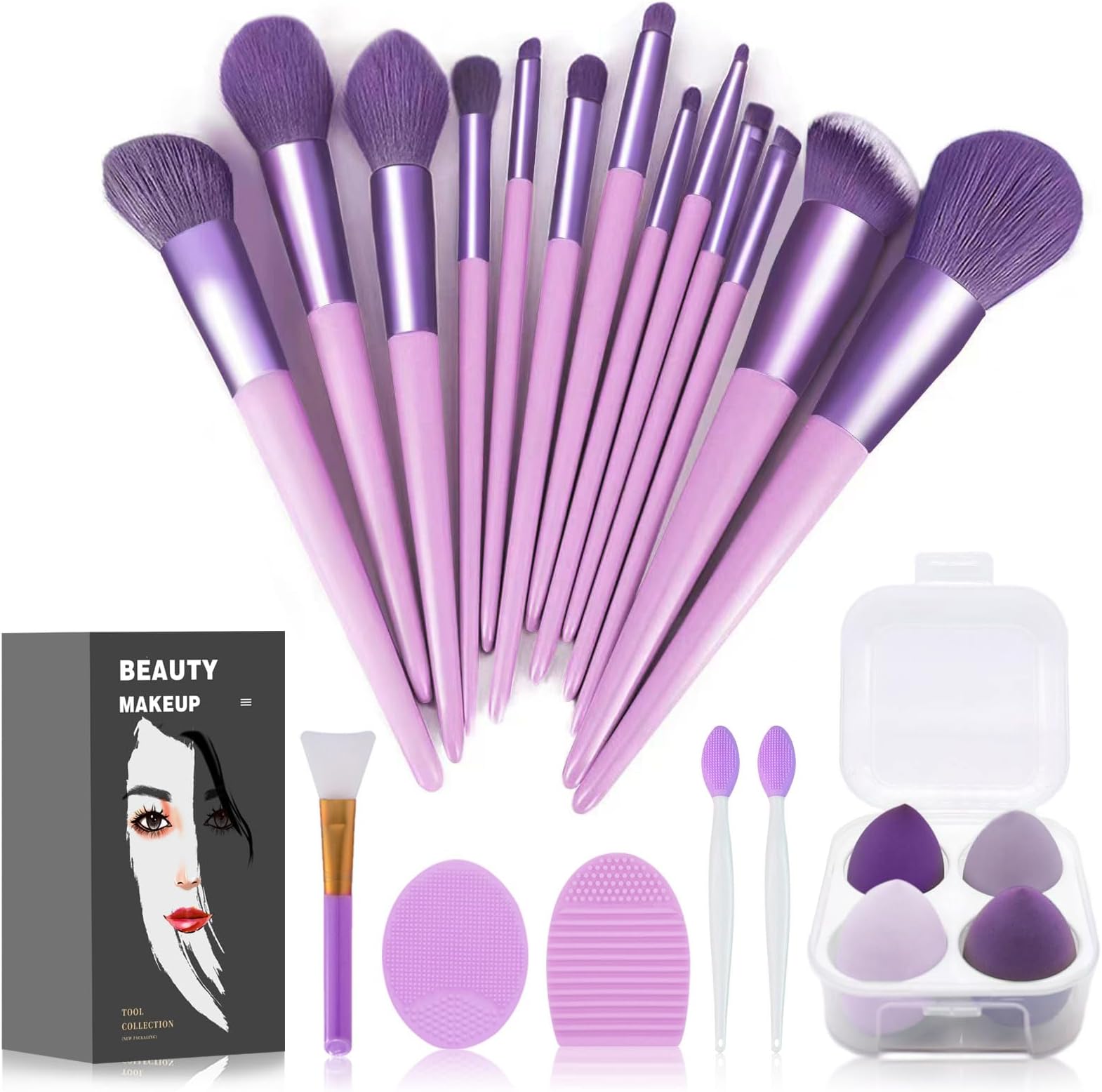 Koccido Makeup Brushes 22 Pcs Makeup Kit,Foundation Brush Eyeshadow Brush Make up Brushes Set (Purple, 22 Piece Set Large), 1.0 count