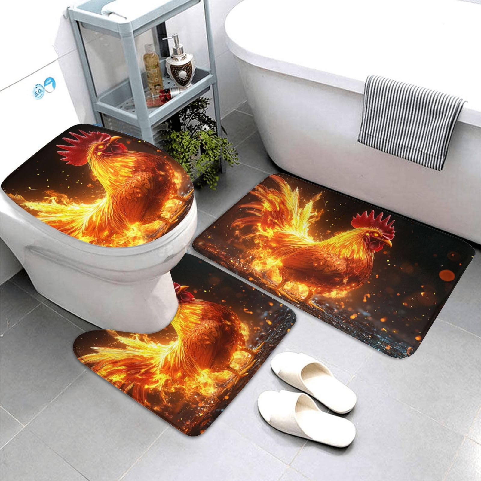 Juego de alfombras de baño de 3 piezas, alfombras de baño de espuma viscoelástica suave y absorbente y alfombra de inodoro en forma de U, decoración del hogar, secado rápido