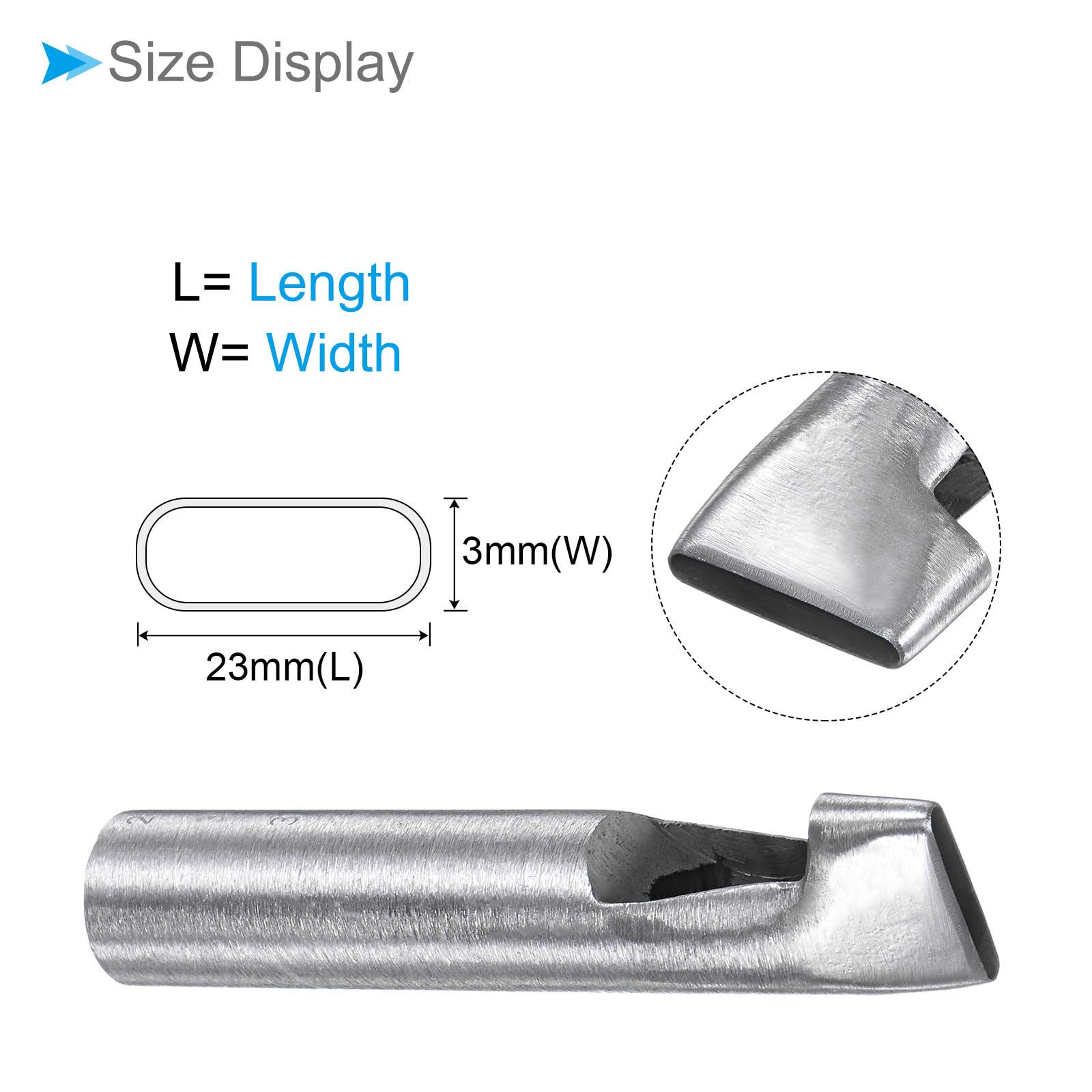 CoCud Hollow Punch, 3mm x 23mm Hole, 45# Steel Oval Shaped Gasket Tool - (Applications: for Leather DIY Leathercraft Wallet) - Image 2