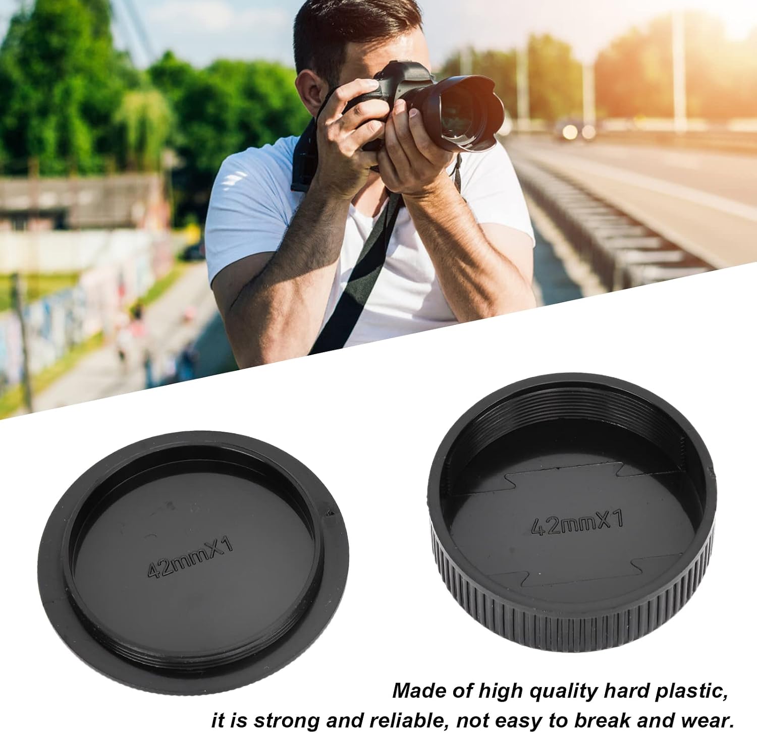 YYOYY 4 Pair Camera Rear Lens Cover and Body Set, for M42 Screw Mount Camera Accessories, Hard Plastic, The Lens from Dust, Small Size and Lightweight image 2