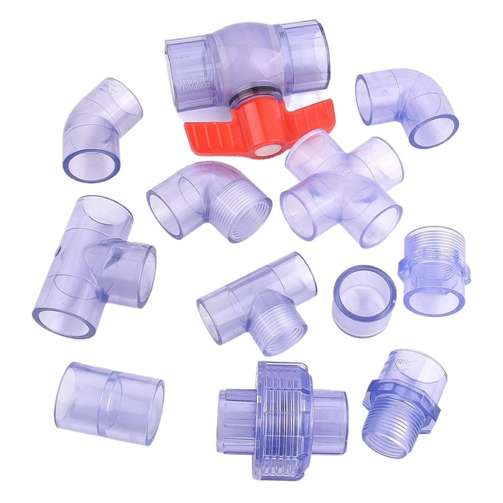 UPVC 20~63mm blu trasparente acquario serbatoio connettore irrigazione giardino valvola a sfera/diretto/gomito/tee/giunto di unione/giunto a croce(Union Connector,63mm)
