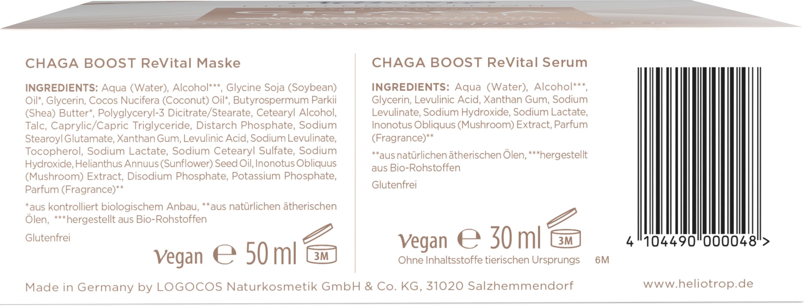 Heliotrop CHAGA BOOST Set, Anti-Aging Pflegeset mit Serum & Maske, mit Chaga-Pilz & Antioxidantien, reduziert Augenringe, beruhigt & glättet gestresste Haut, Vegan
