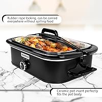 Vista 5 de 4-Quart Slow Cooker with Casserole Manual Warm Setting - Perfect Kitchen Small Appliance for Family Dinners, Dishwasher Safe Crock, Black