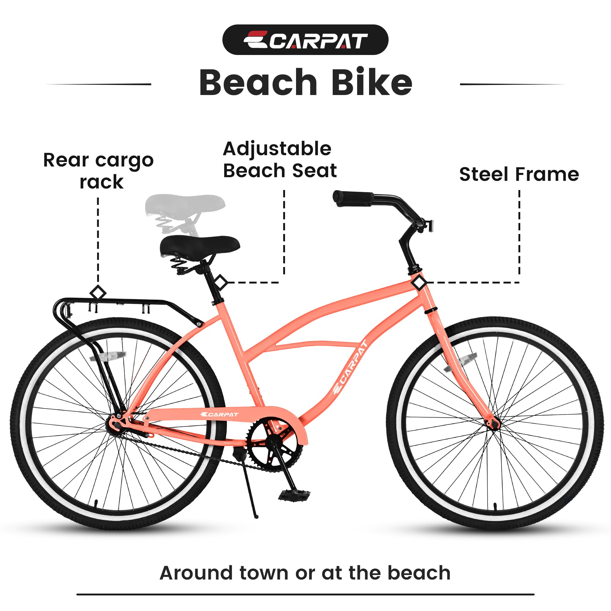 Amazon.com : S26204 26 Inch Beach Cruiser Bike for Men and Women