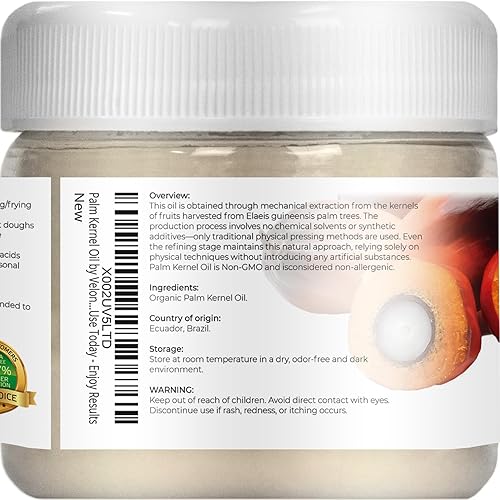 Miniatura 3 de velona Aceite de almendra de palma orgánico certificado por la USDA, 2 onzas líquidas, aceite portador 100% puro y natural, refinado, prensado en