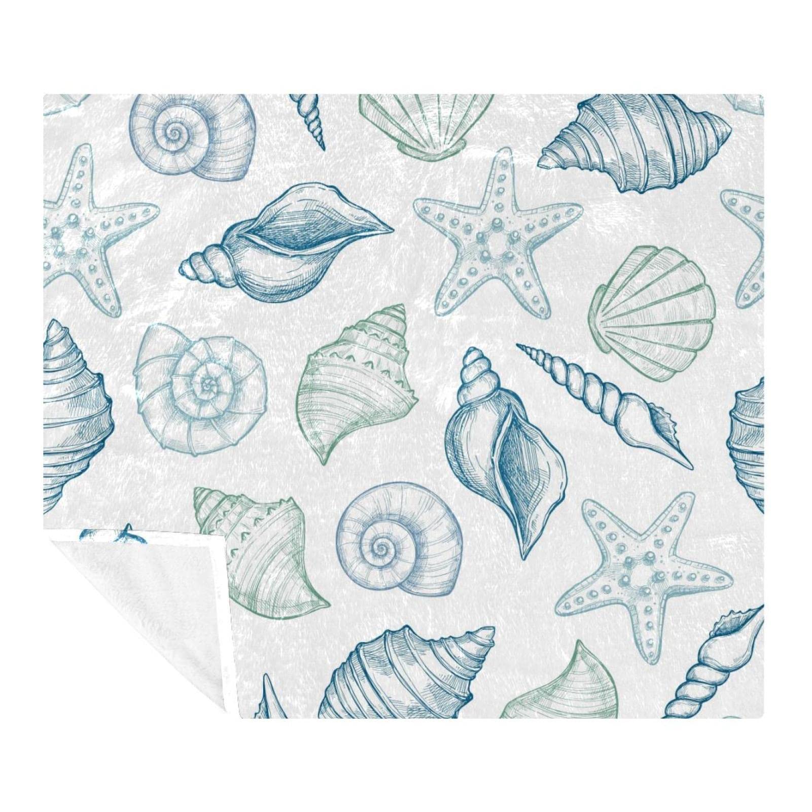 Couverture microfibre haut de gamme motif conque lit et canapé 150x200