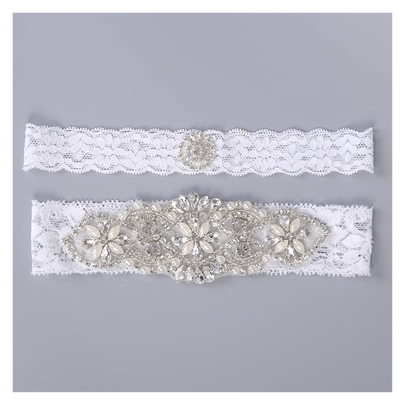 ACiyD Giarrettiera di Pizzo per la Sposa da Sposa Giarrettiera Elastica Fatta a Mano con Fiore di Strass (Colore : Bianco) (Bianco) (Bianco)
