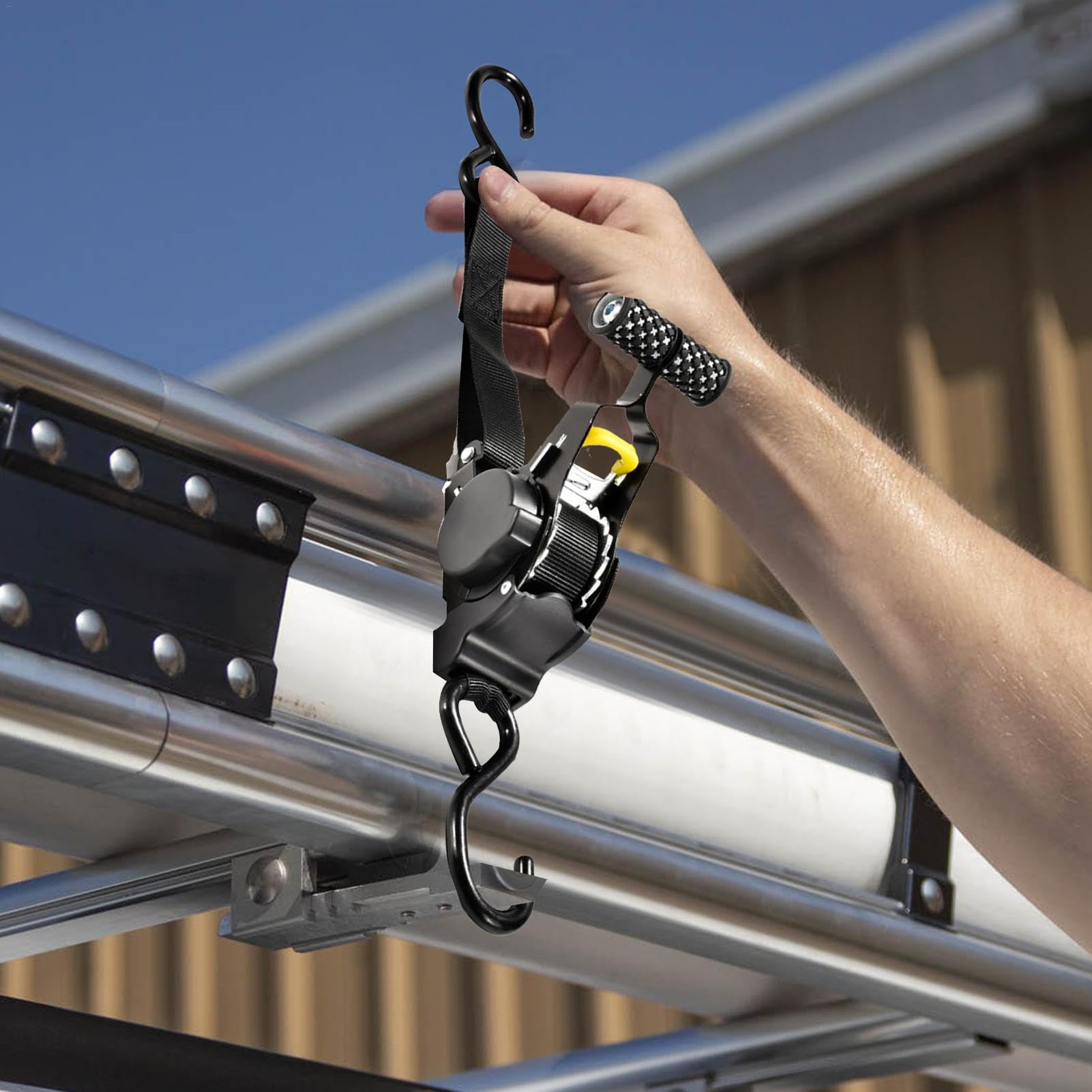 Correas retráctiles portátiles para remolque de barco, correa de trinquete retráctil, correas de remolque de barco de retracción automática, amarres retráctiles ergonómicos, correas de hebilla de