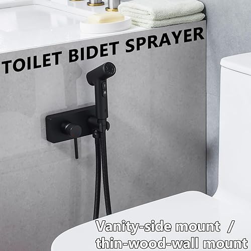 Miniatura 2 de Pulverizador de bidé de mano de latón para inodoro caliente y frío, ajustable para tocador de baño, accesorio de grifo de bidé de montaje lateral,