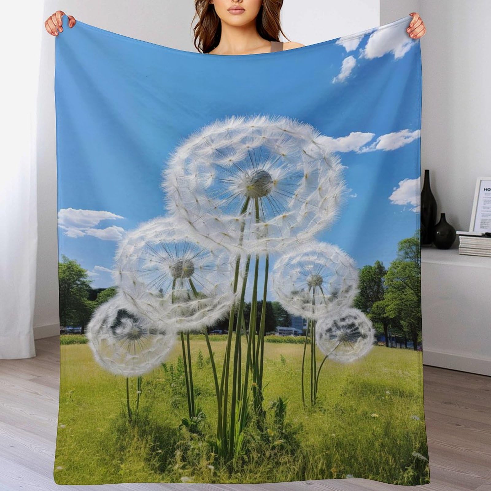 Couverture dandelion en flannel de canape pour adultes et enfants 150x200cm