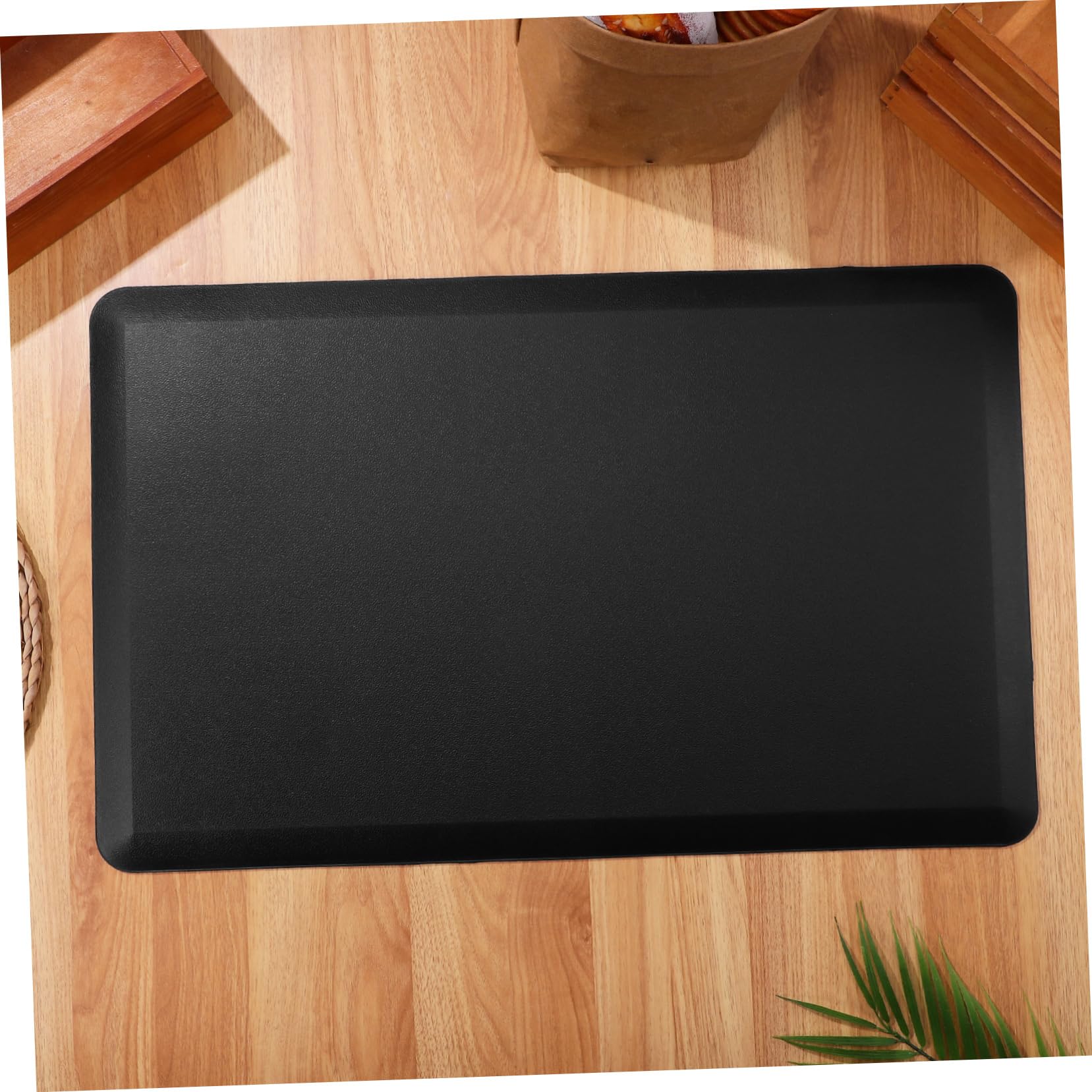 TOPBATHY Alfombrilla Antifatiga para Pies Cómoda para Estar para Cocina y Escritorio Negra Antideslizante y Acolchada