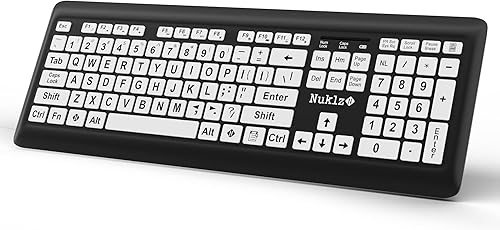 Miniatura 2 de Magnus 325 | Teclado inalámbrico de computadora de tamaño completo de impresión grande | Teclas blancas y negras de alto contraste | Botones suaves