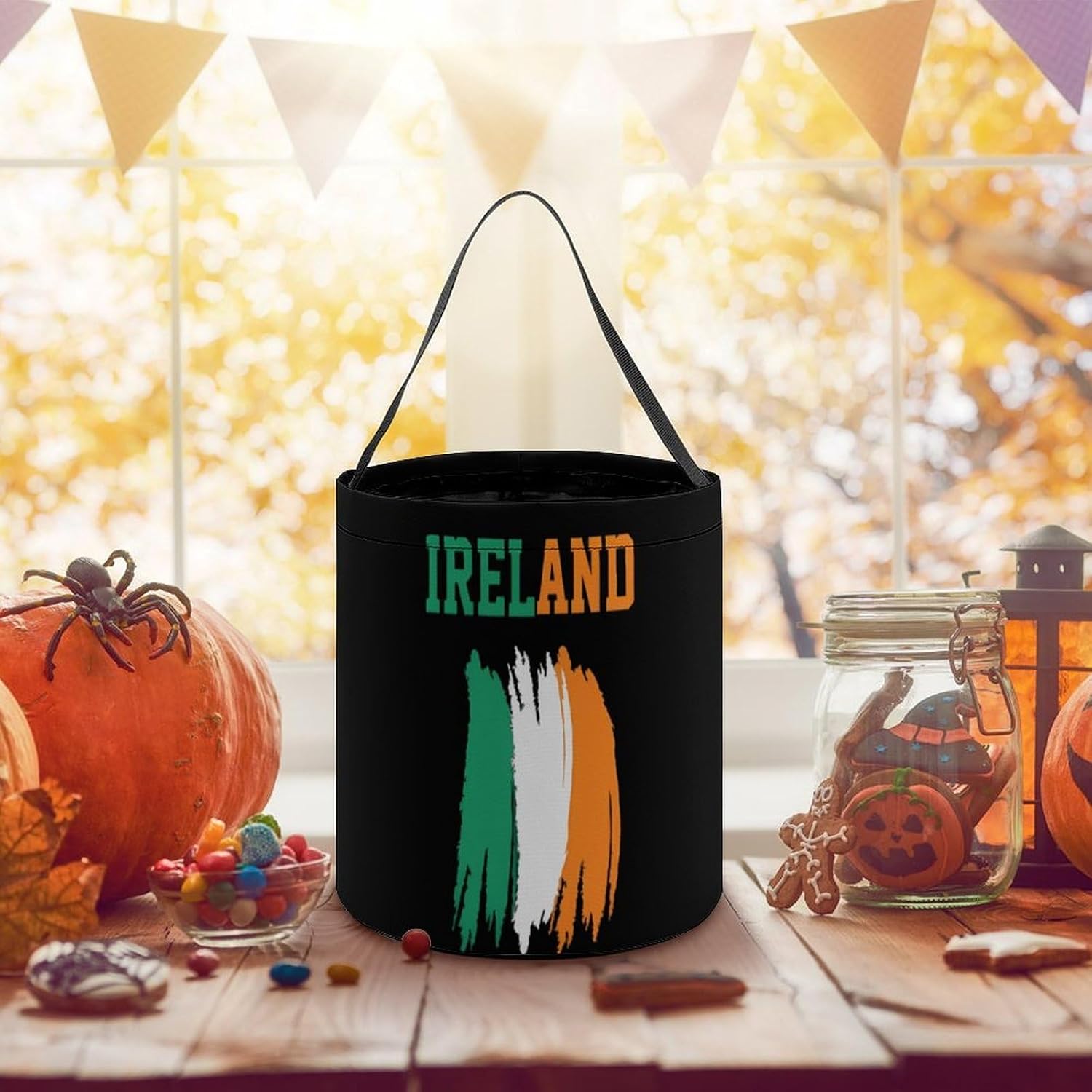 Ireland Irish Flag Halloween Treat Bag Reusable Candy Basket Tote Goody Bags Gift Party