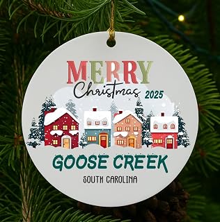 Merry Christmas 2025 Goose Creek South Carolina Ornament – Holiday Tree Decoration for Families Friends Travelers City State Keepsake Gift Idea New Home Housewarming 3 inche