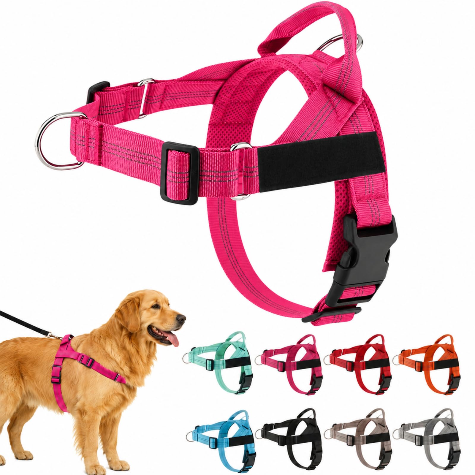 ParoPet No Pull Dog Harness, Adjustable Front Clip Dog Harness for Walking, Breathable Escape Resistant Pet Harness for Small Medium Large Dogs (Rose,XS)
