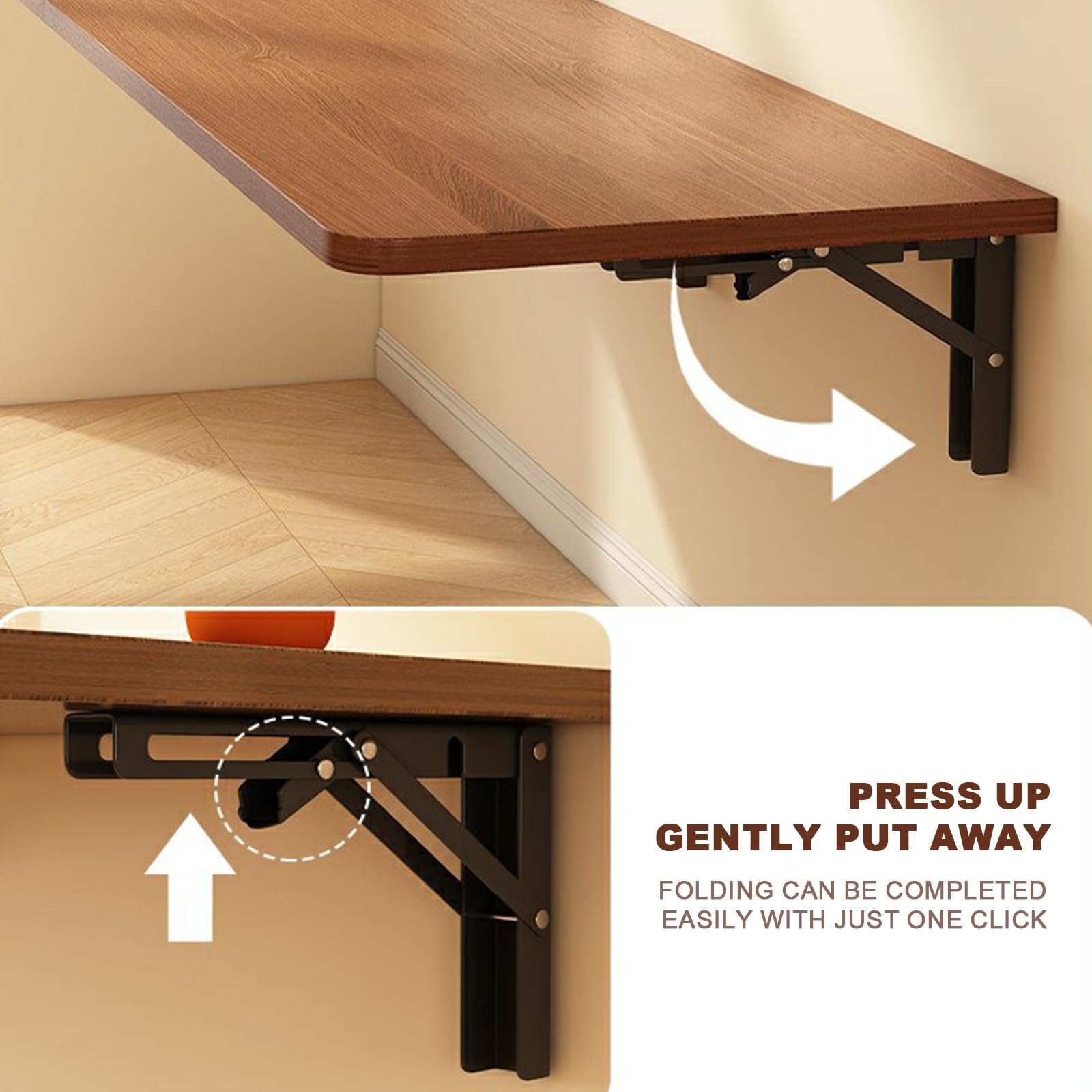 Scrivania pieghevole da parete, tavolo galleggiante salvaspazio, 39,9 x 80 cm, ideale per casa, ufficio, cucina o sala da pranzo, design elegante