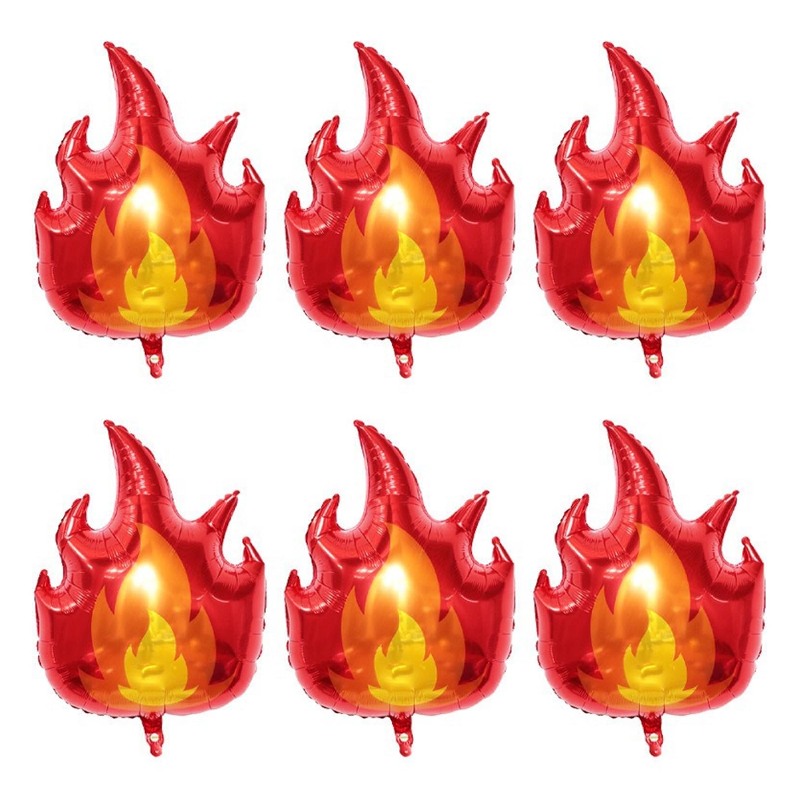 DCYQAIN 6Pcs Red Flame Foil Balloons 57x70cm/22x27inch Aluminium Fire Balloons for Firefighter Birthday Halloween Christmas Party Decorations