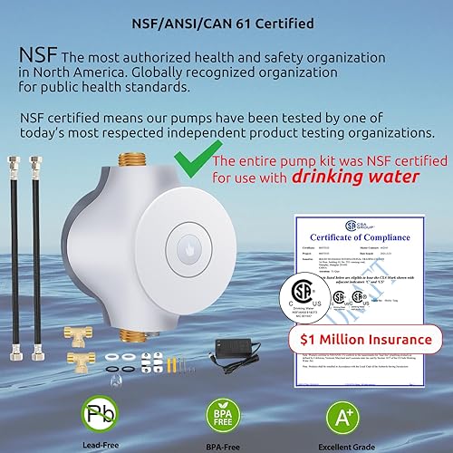 Miniatura 2 de Smart Instant Hot Water Recirculating Pump System NSF/ANSI 61 & 372 for Tanked, Tankless Water Heater 3 speed Bulit-in Thermostat Recirculating Pump