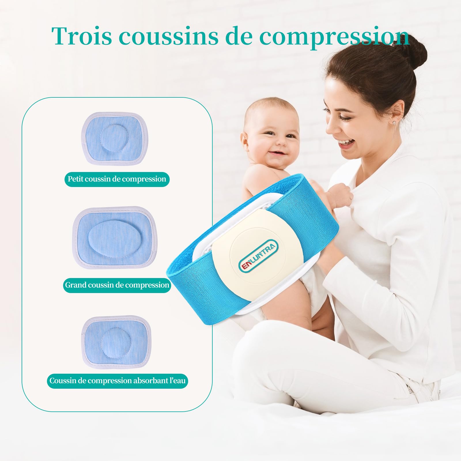 ENLUNTRA Hernie ombilicale,ceinture bébé,bande de ventre infantile,liant abdominal,pour hernie soutien truss enfants nombril,nombril bande nouveau-né,bébé fournitures,réglable,emballage (Bleu，S)