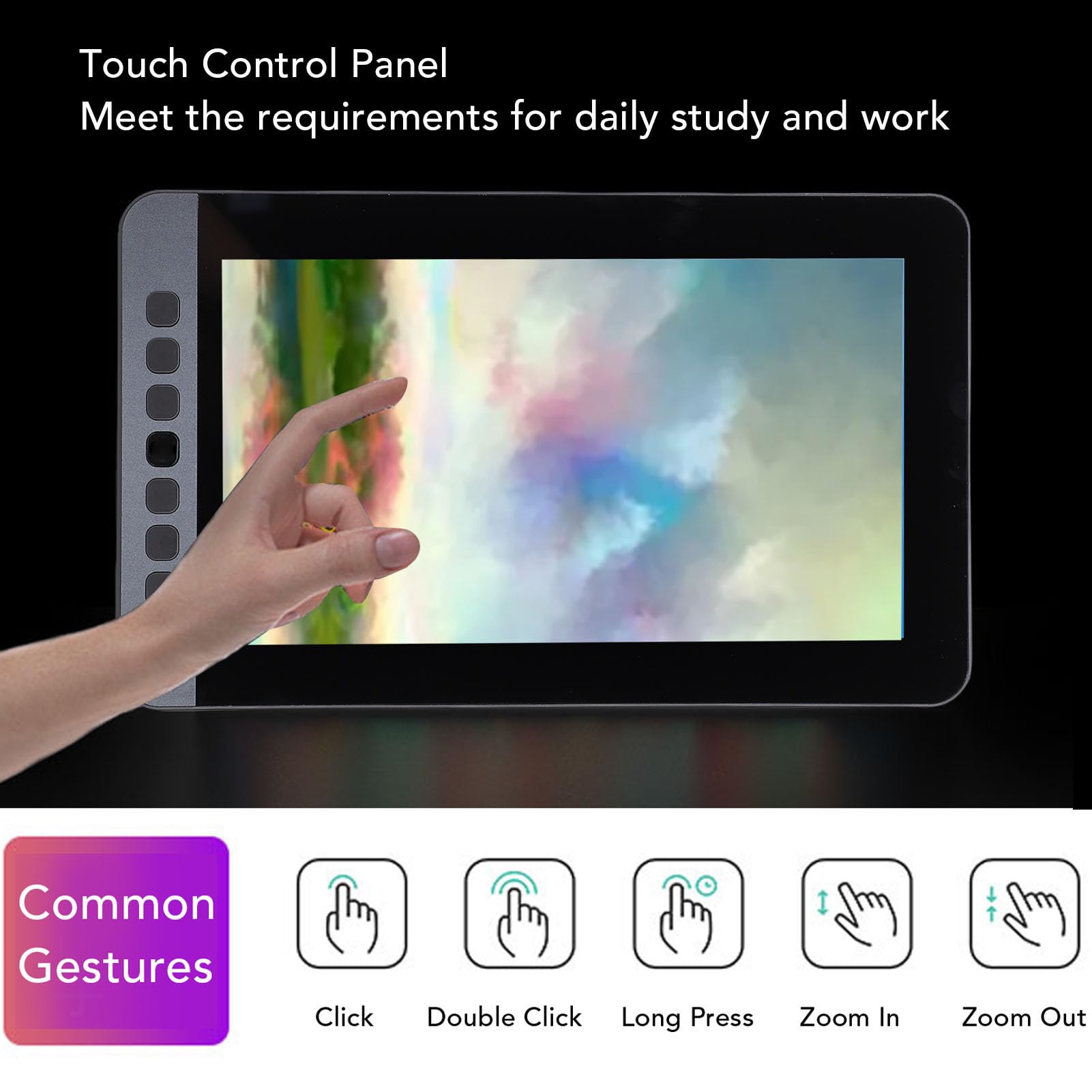 11.6 Inch Graphic Tablet with Screen, Art Tablet with 6 Shortcut Keys, 8192 Levels Pen Pressure, 100 Percent sRGB, with No Battery Pen, for PC