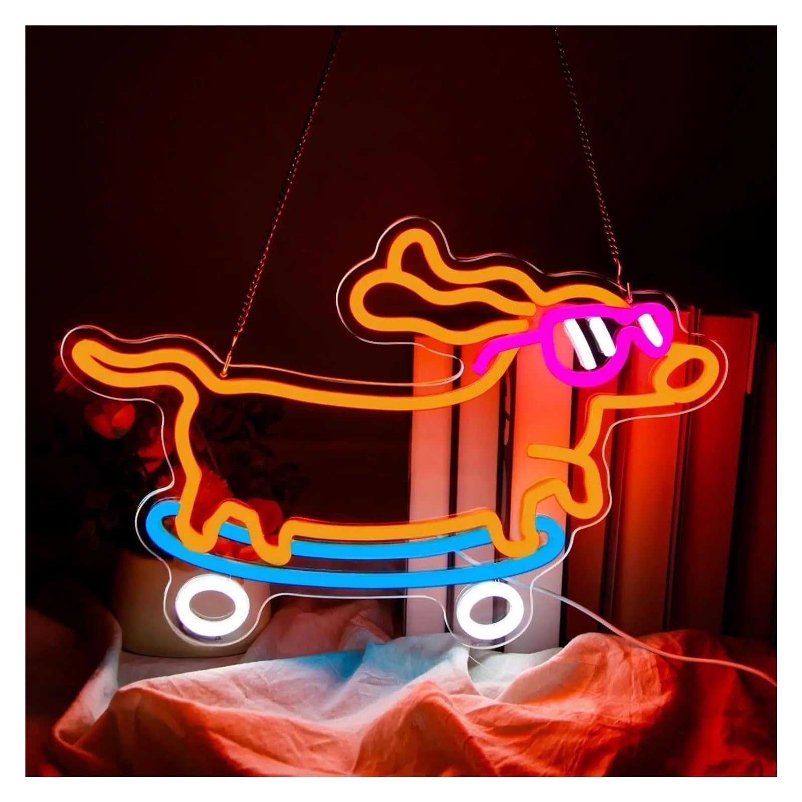 Scritta luminosa Insegna Al Neon Per Bassotti, Occhiali Per Cani Luce Dimmerabile Per Camera Da Letto, Bar, Negozio Di Animali, Amante Dei Cani Decorazione 41cmx27cm