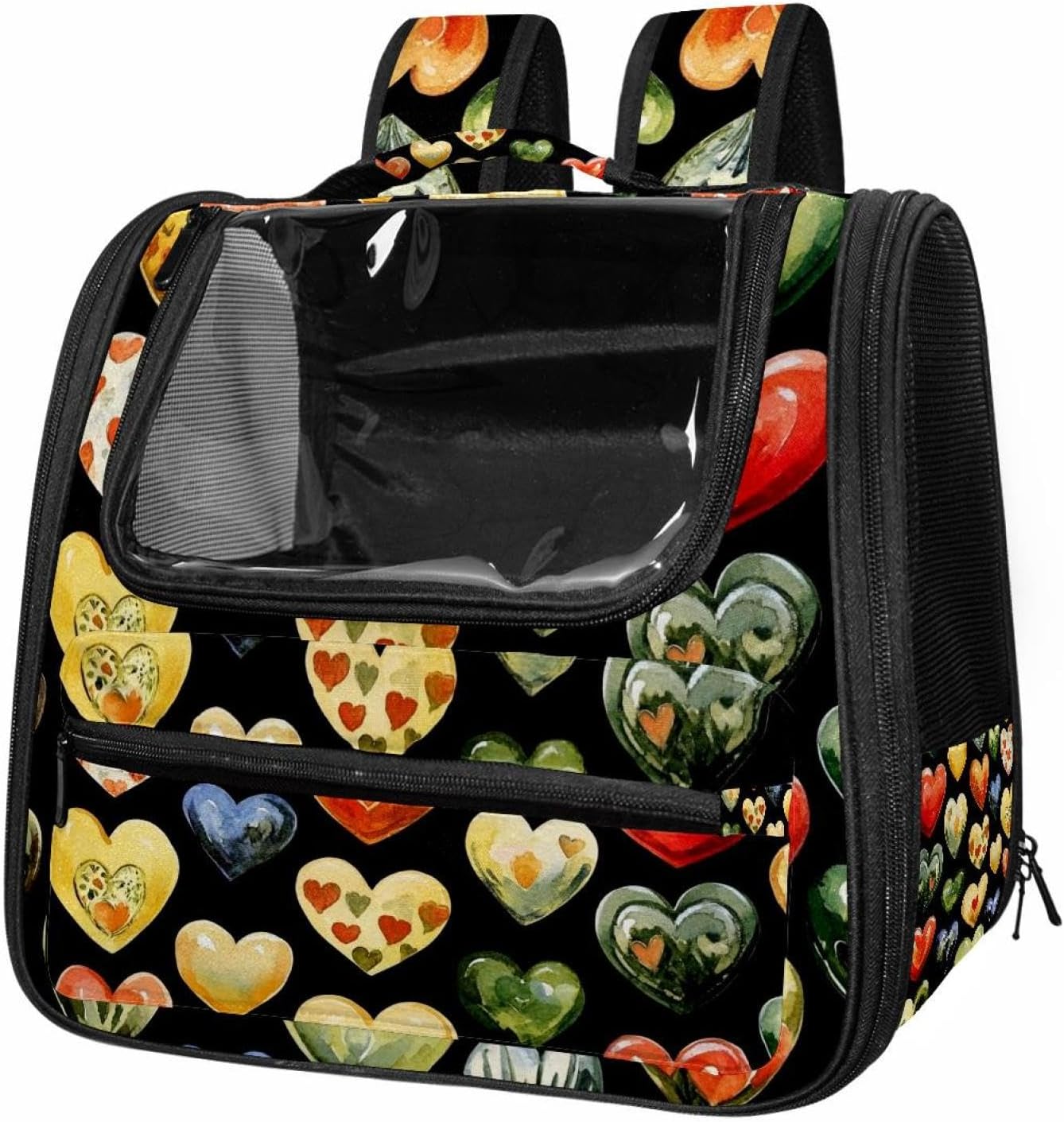 Heart Pattern (1) Pet Carrier Airline Approved Soft Sided Portable Cozy Travel Pet Bag, Car Seat Safe Carrier for Cats and Dogs