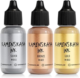 Metallic Alcohol Ink Set - Silver, Bronze, Gold Alcohol Ink - 3 pcs 0.51 fl oz (15 ml) Each