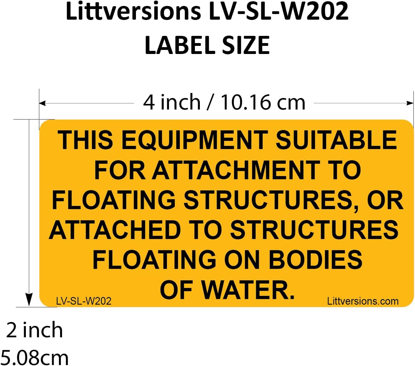 10 Pack 4.125"x 2" Solar NEC Complaint Equipment Suitable for Attachment to Floating Structures or Bodies of Water Labels Sticker UL-969 Standard