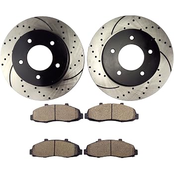 Amazon Com Atmansta Qpd10050 Front Brake Kit With Drilled Slotted Rotors And Ceramic Brake Pads For Ford F 150 Automotive
