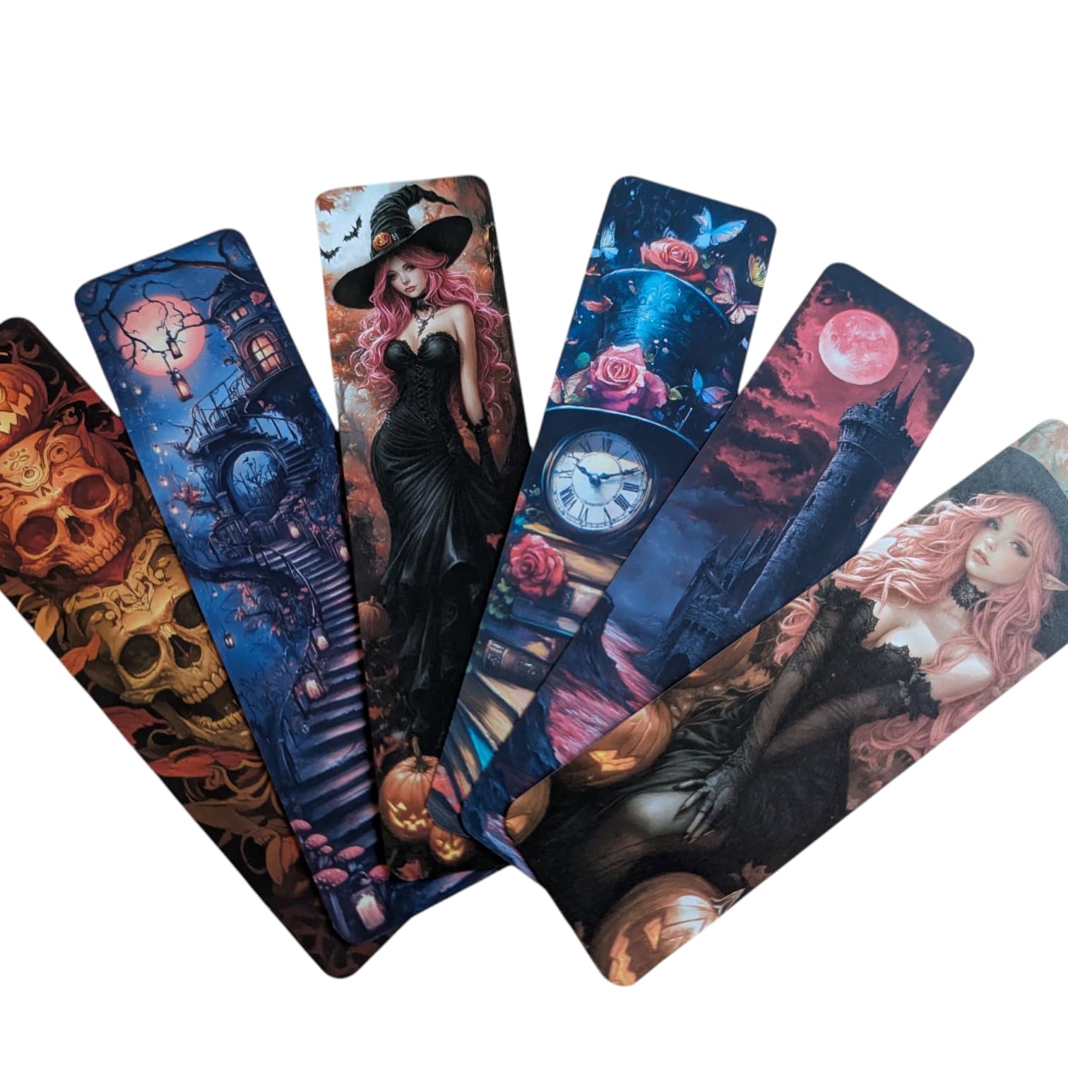 Gothic Vampire Bookmark Set – Double Sided Dark Fantasy Bookmarks with Vampires, Castles & Victorian Designs – Ideal Gifts for Gothic, Fantasy & Dark Academia Lovers (6pc Halloween Set 6) — image 1