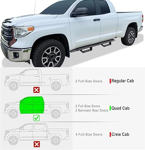 Miniatura 10 de HD Ridez Estribos de acero estilo desplegable de construcción compatibles con Toyota Tundra 2007-2021 doble cabina