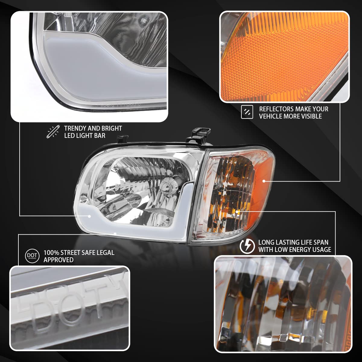 トヨタ　タンドラ　ヘッドライト　コーナーランプセット05-06 トヨタ タンドラ ヘッドライト コーナーランプセット05-06 Amazon