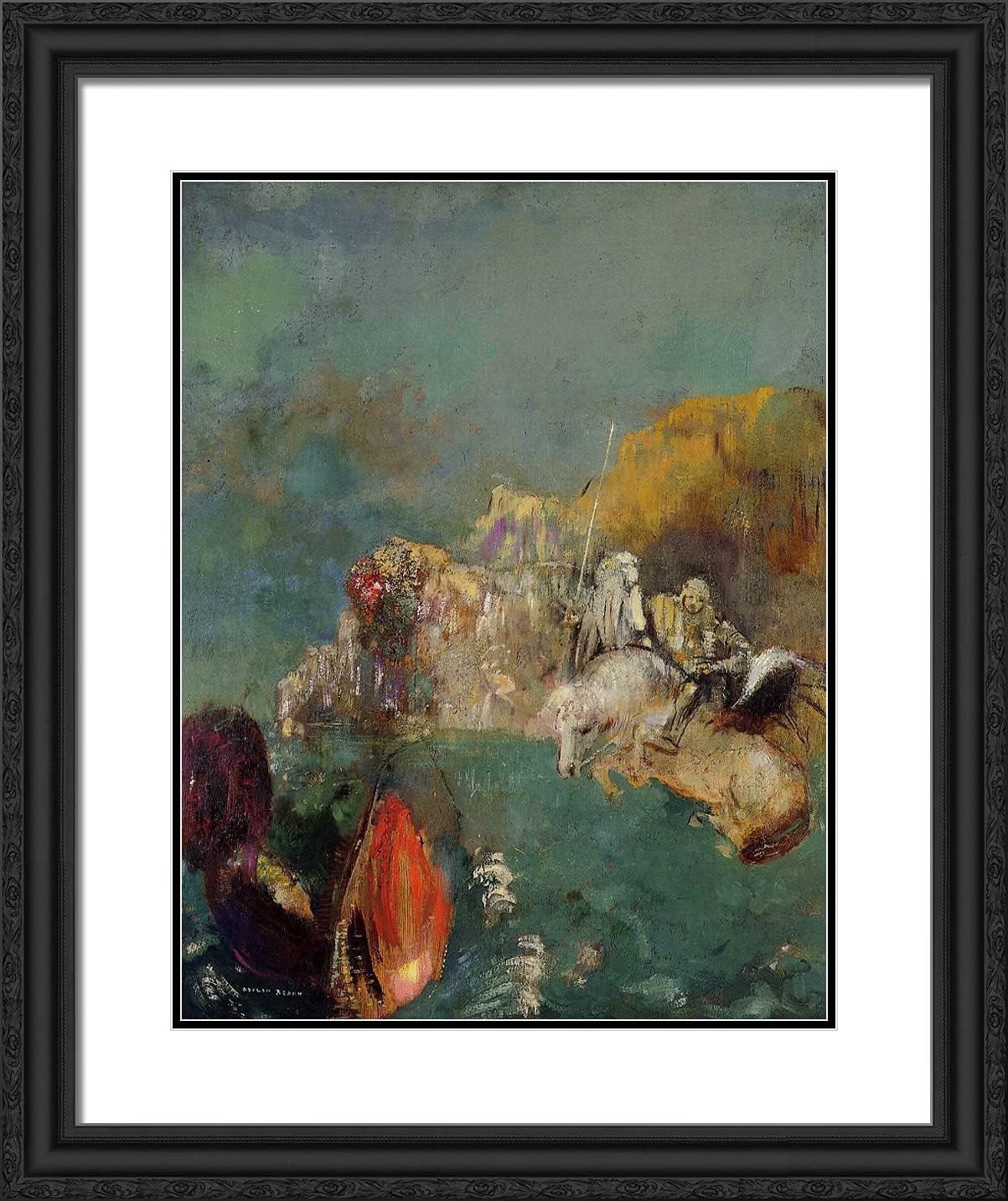 ArtDirect Redon, Odilon 20x24 Gold Ornate Framed Art Print with Double Matting Titled: Saint George and the Dragon