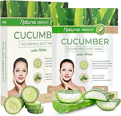 Natural Chemist Máscara Facial De Pepino E Aloe Vera Da - Acalma, Hidrata, Reduz O Inchaço, Testada Por Dermatologistas, Sem Crueldade. Cuidados Com A Pele Coreanos Para Todos Os Tipos Pele. 5 Másca