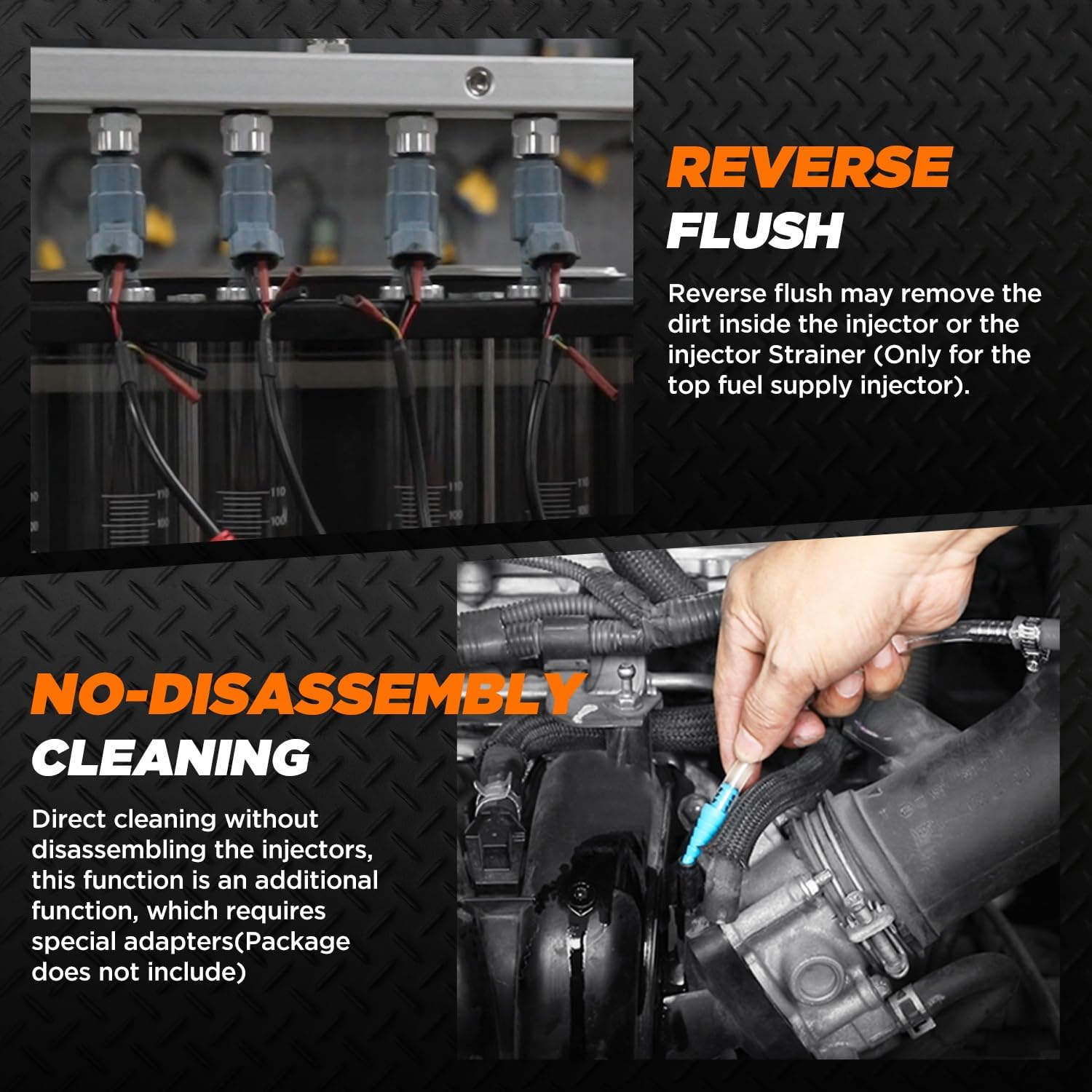 Fuel Injector Cleaner Machine Ultrasonic Heating Cleaning for 4 Cylinder Fuel Injector Cleaner Tester Kit with 4 Test Functions, 9 Test Modes, for 5V & 12V Car Motorcycle Injector Cleaner Machine