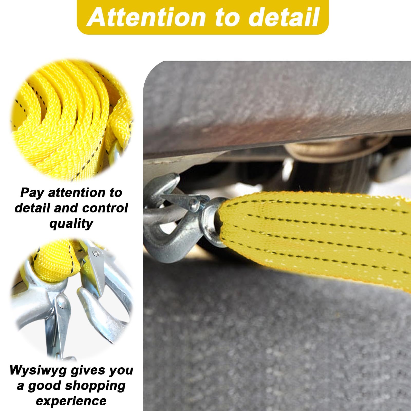 SPORWAY Corda da traino per auto: cinghia circolare, 4 M, 5 tonnellate, corda da traino con strisce riflettenti, cinghia da traino di emergenza con 2 ganci di sicurezza a forma di aquila e 1 paio di