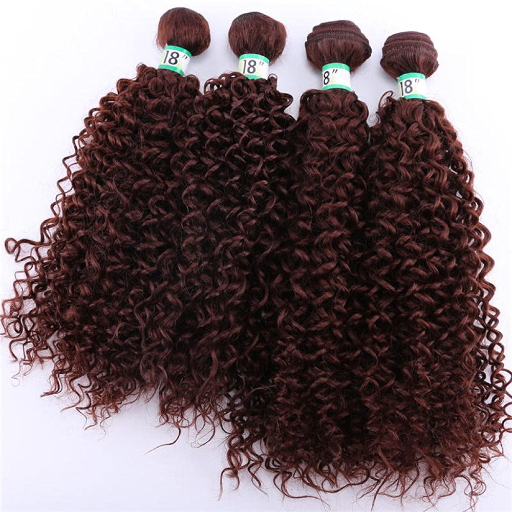 Cococo Giant Braids Double Color Afro Kinky Curly Hair Weave Bundles High Temperature Synthetic Brazilian Hair Extensions For Black Women-#33_18 18 20 20 Inch