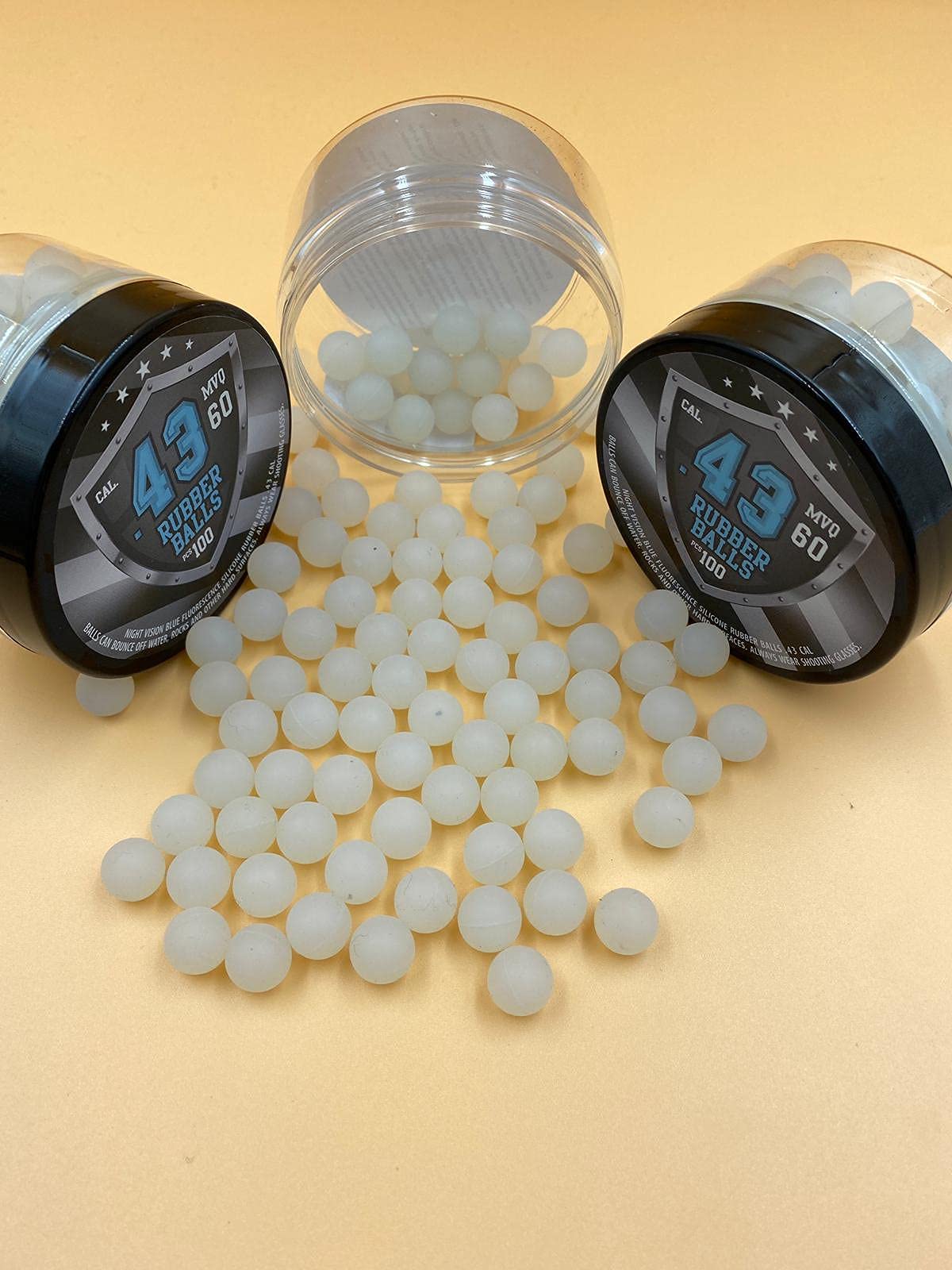SSR 100 x Blue Night Vision Fluorescent Silicon Rubber Balls Paintballs Glowing in The Dark in 43 Cal. - Boules en Caoutchouc rougeoyantes en Bleu foncé