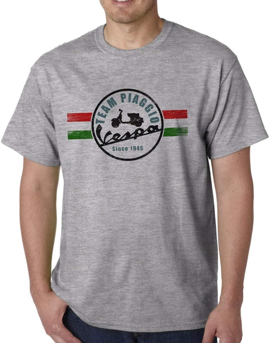 Classic Vespa Scooter Retro Italian Mods Distressed Print Sport Grey T-Shirt Mens Round Neck Short Sleeves Cotton T Shirt Fashion Casual Tops Clothing
