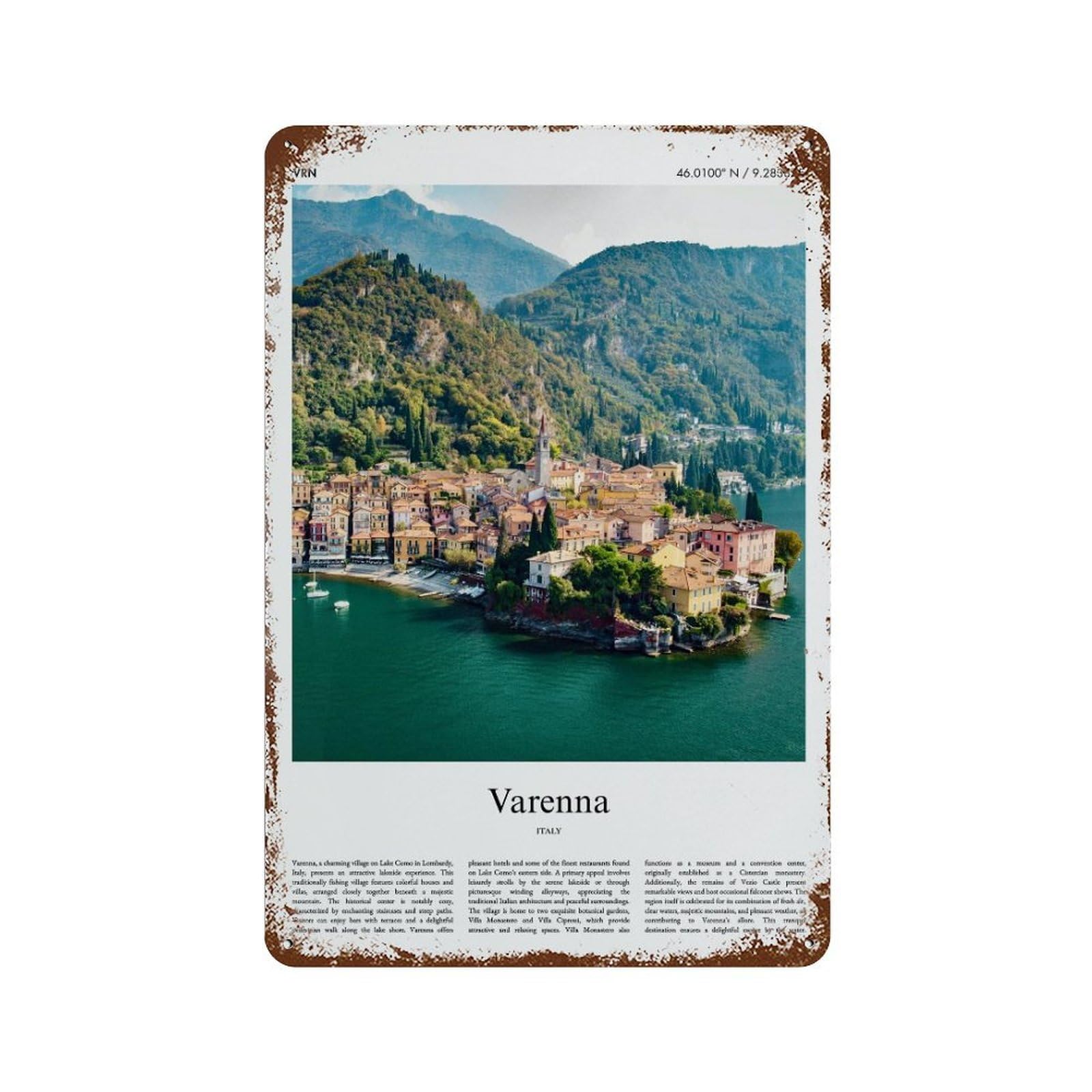 xiaoxiaoshen Varenna, Italy City Scenery Wall Decor Art Metal Tin Poster Modern Home Decor Art Home Bar Shop Decorations Vintage Sign 30x20cm