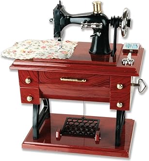- Artyea Vintage Mini Sewing Machine Style Plastic Music Box Table Desk Decoration Toy Gift for Kid Children, brown