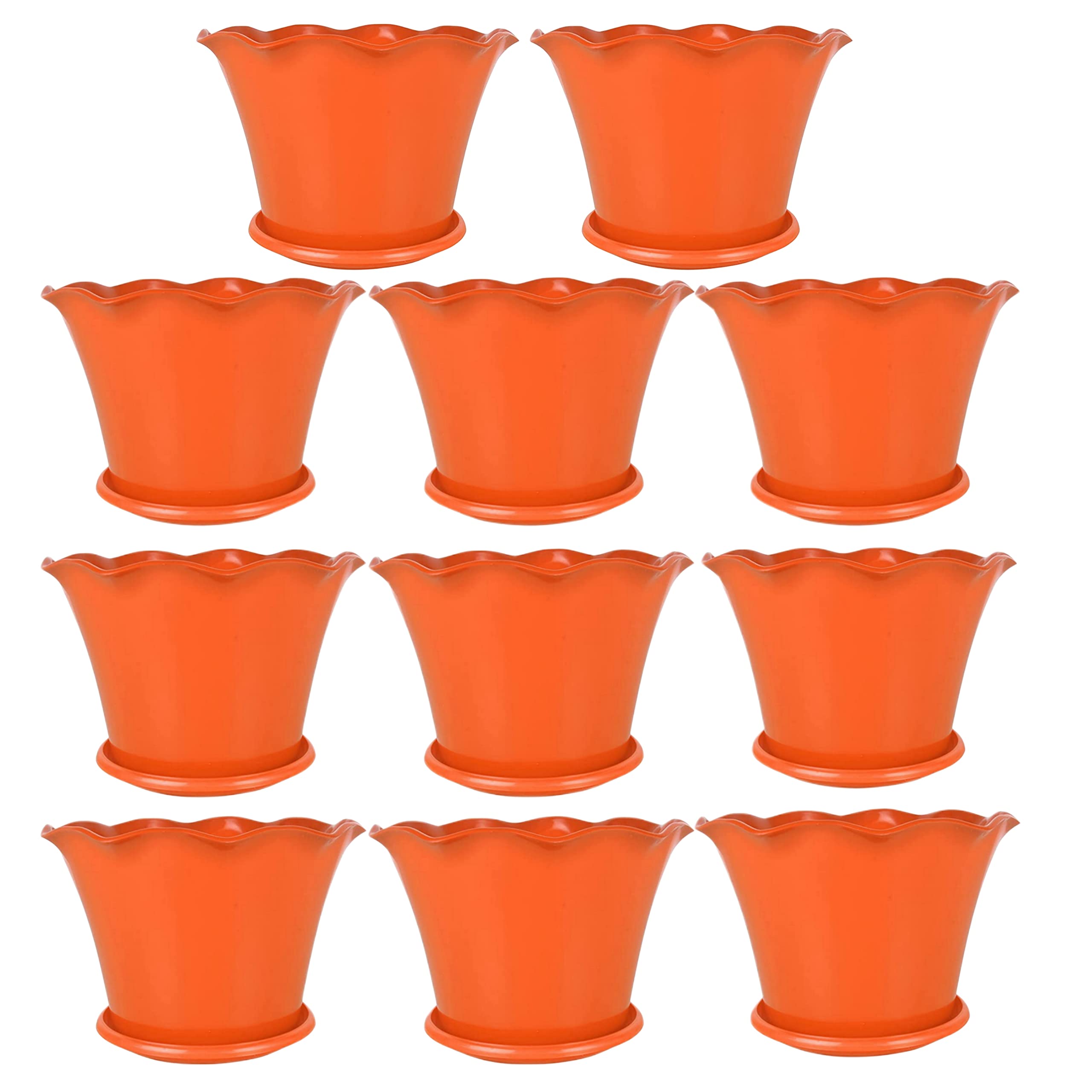 JUSThink Plastic Lotus Pot with Plate (12 inch) Set, Multicolour for Indoor & Outdoor Gardening Plant for Home Decor & Garden Decor Plant. (Orange, Pack of 11) (B0BTHPS7G2) Amazon Price History, Amazon Price Tracker